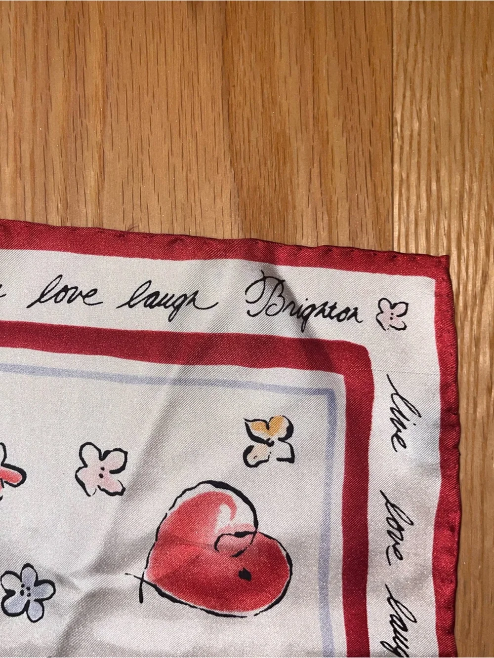 Brighton Retired 100% Silk Scarf “Live, Love, Laugh, Dream.” 20”x20” Summery!